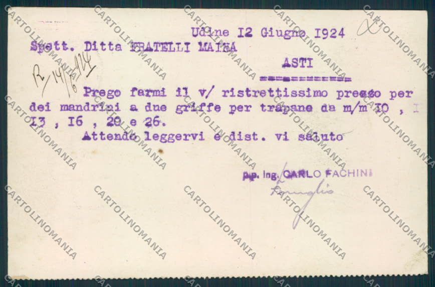 Gorizia città Commerciale SCOLLATA cartolina MV9126 – retro
