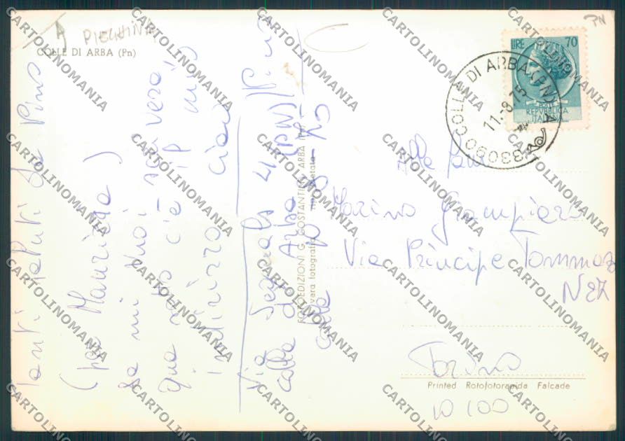 Pordenone Colle Corriera foto FG cartolina MV9304 – retro