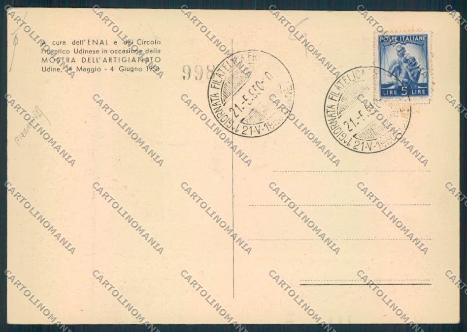 Udine Città Filatelia PIEGHINA FG cartolina MV9445 – retro