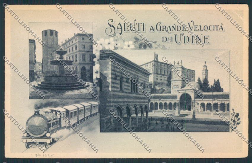 Udine Città Saluti da Treno PIEGHINE cartolina MV9469 – fronte