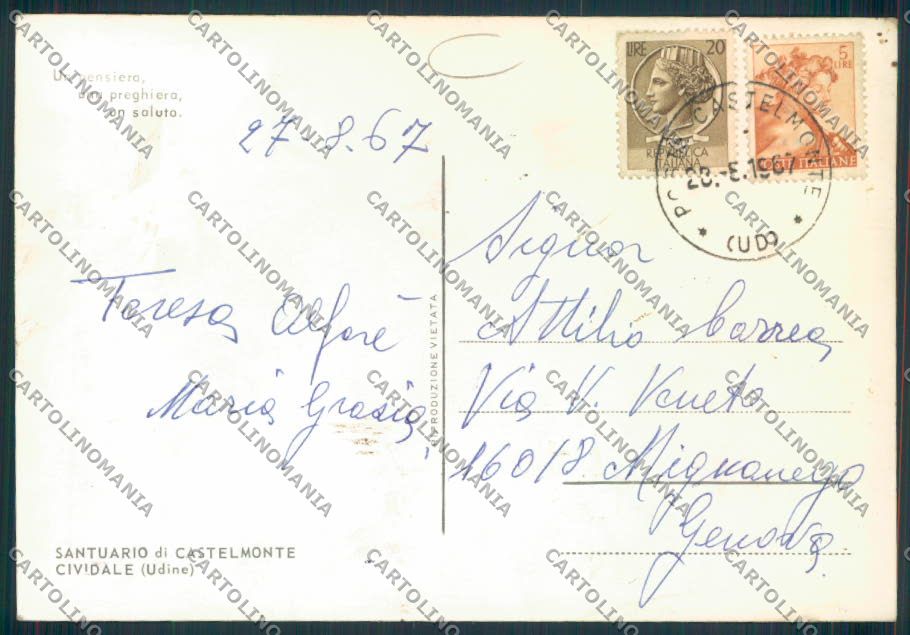 Udine Castelmonte Saluti da foto FG cartolina MV9562 – retro