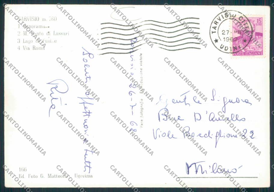 Udine Tarvisio foto FG cartolina MV9564 – retro