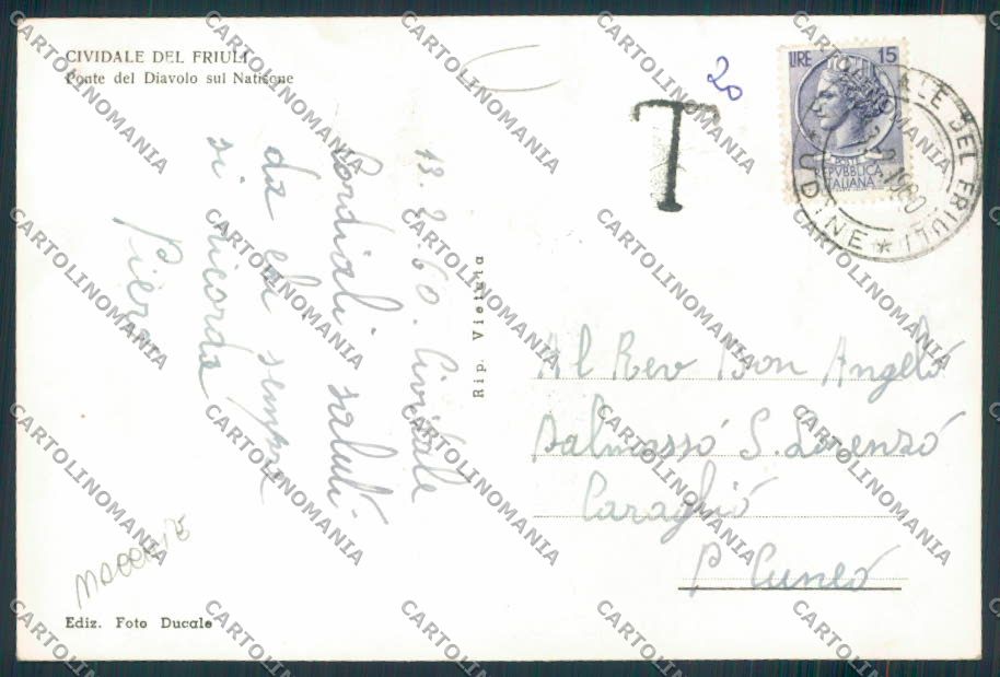 Udine Cividale foto FG cartolina MV9569 – retro