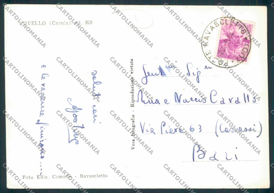 Udine Zovello Saluti da foto FG cartolina MV9580 – retro