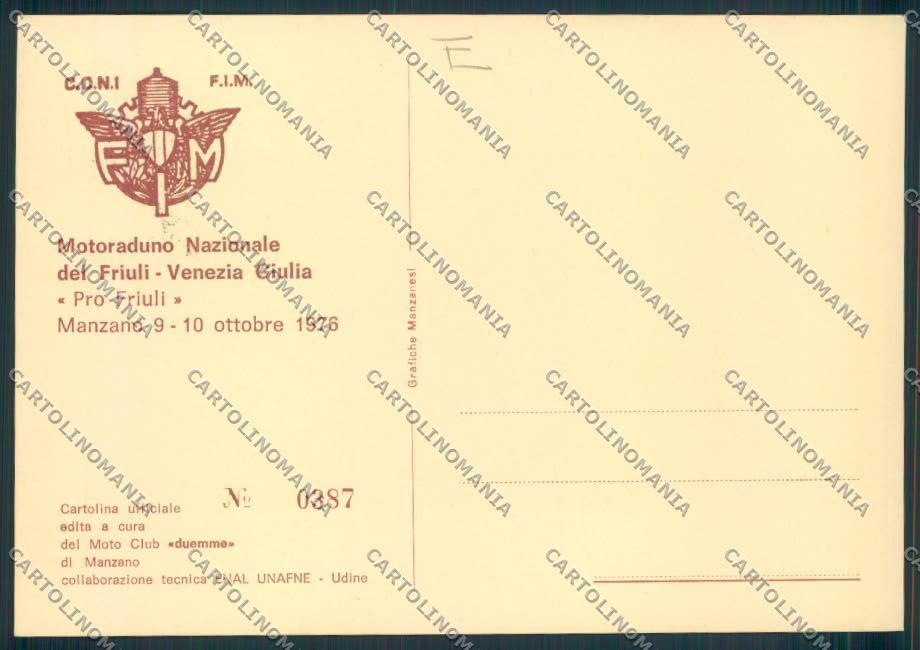 Udine Manzano Motociclismo FG cartolina MV9587 – retro