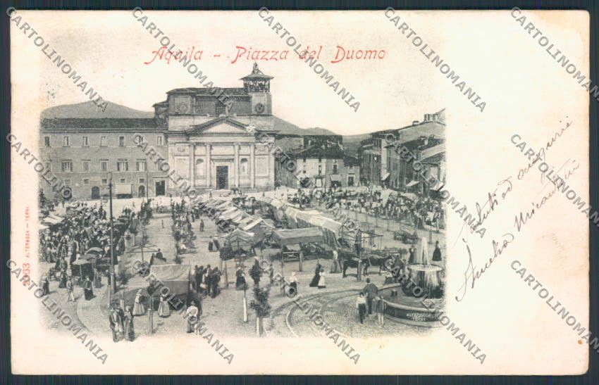 L'Aquila città mercato cartolina MV9647 – fronte