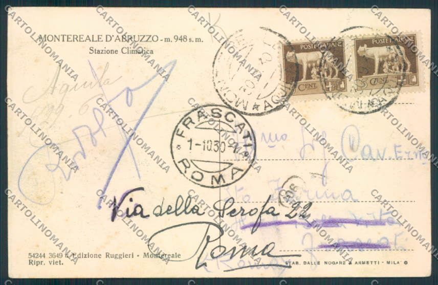 L'Aquila Montereale cartolina MV9698 – retro