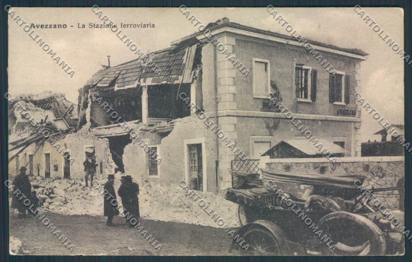L'Aquila Avezzano Stazione terremoto auto cartolina MV9767 – fronte
