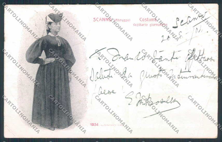 L'Aquila Scanno Costumi REINCOLLATA cartolina MV9787 – fronte