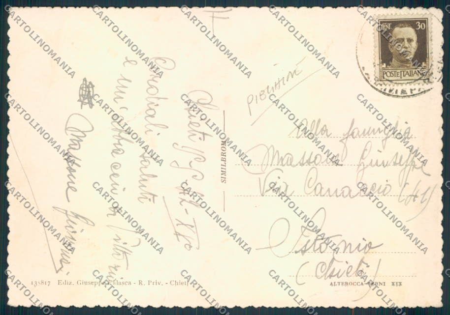 Chieti città ABRASA FG cartolina MV9877 – retro