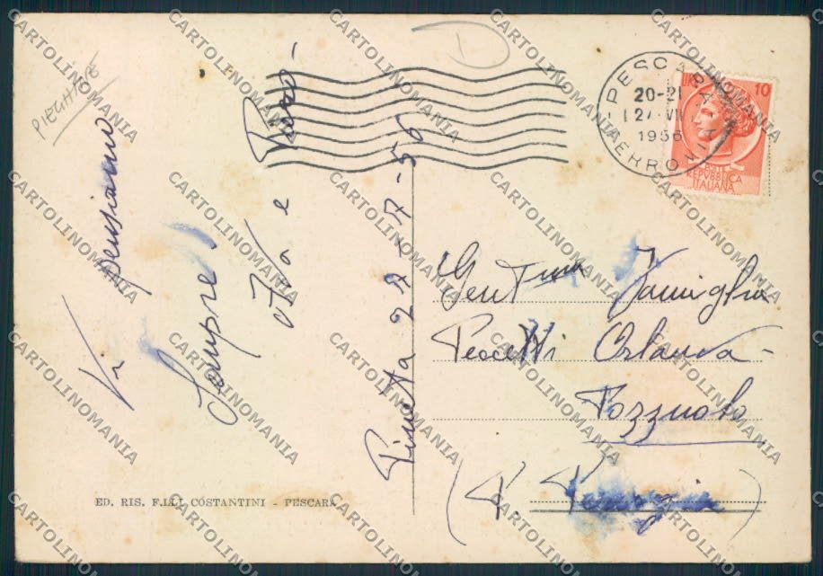 Pescara città PIEGHINE FG cartolina MV9979 – retro
