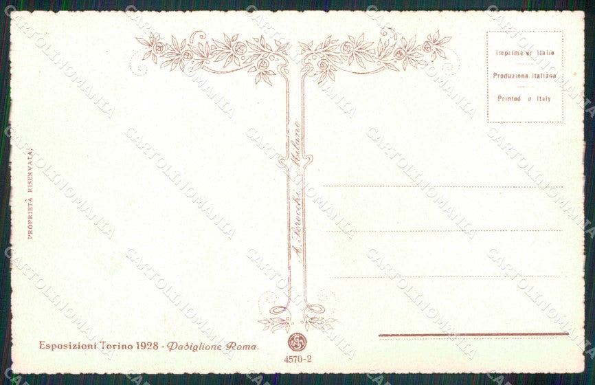 Torino Città Esposizione Padiglione Roma cartolina MX0021 – retro