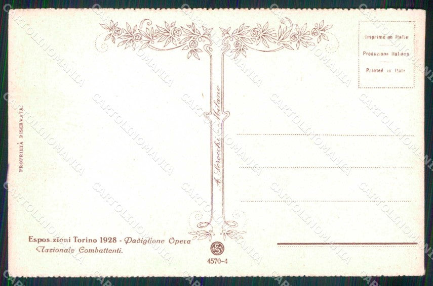 Torino Città Esposizione Opera Nazionale Combattenti Fascismo cartolina MX0022 – retro