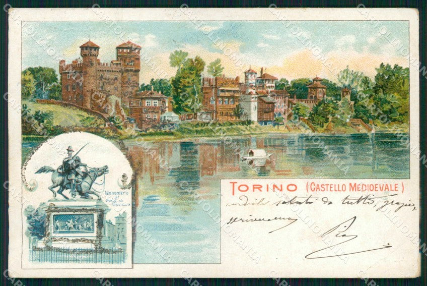 Torino Città Castello Medioevale Monumento Duca Genova cartolina MX0081 – fronte