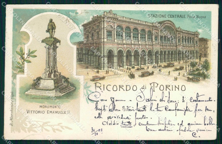 Torino Città Ricordo di Stazione Porta Nuova cartolina MX0086 – fronte