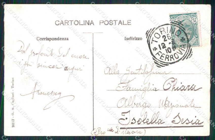 Torino Città Auguri da Monte Cappuccini Ponte Umberto I cartolina MX0092 – retro
