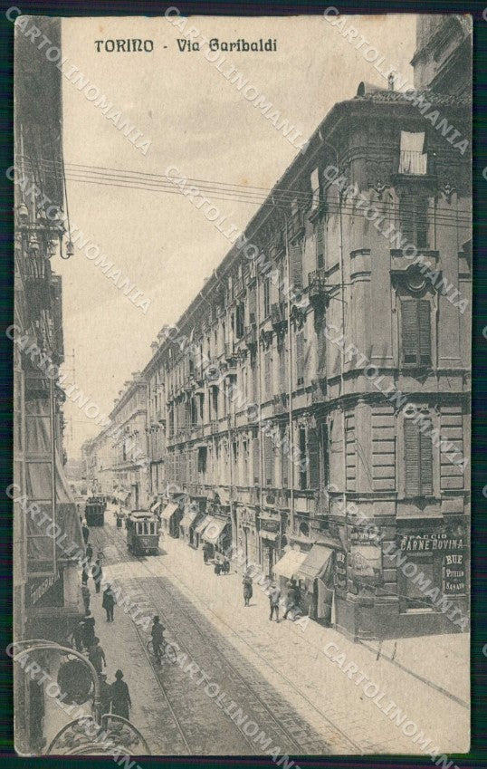 Torino Città Via Garibaldi Tram Macelleria cartolina MX0106 – fronte