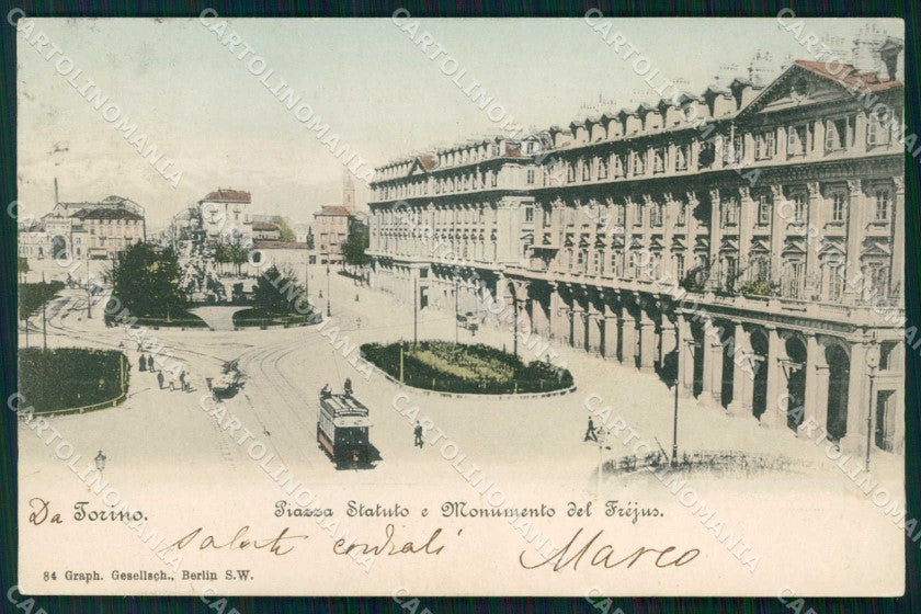 Torino Città Piazza Statuto Monumento Frejus Tram cartolina MX0112 – fronte