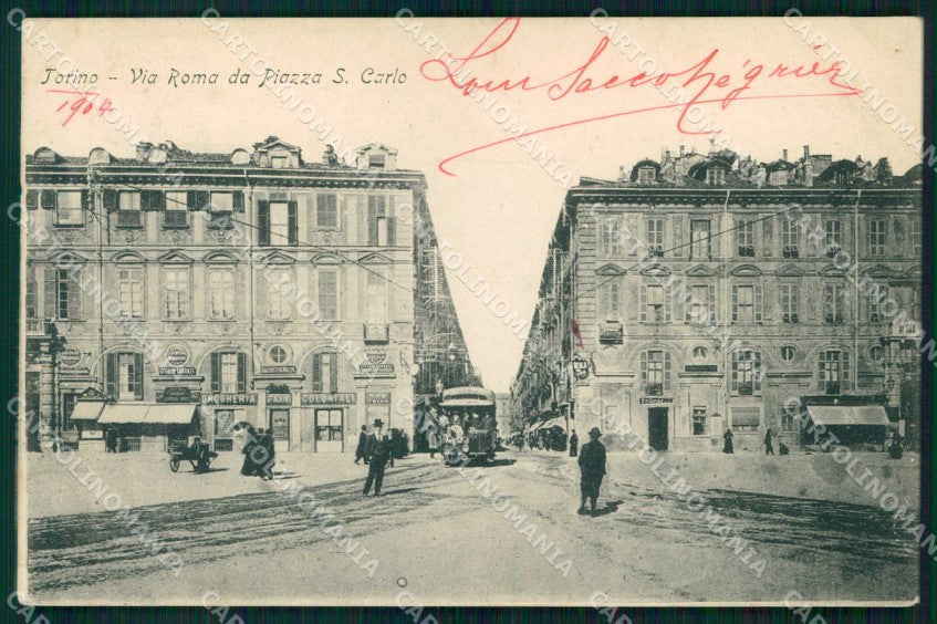 Torino Città Via Roma da Piazza San Carlo Tram cartolina MX0125 – fronte