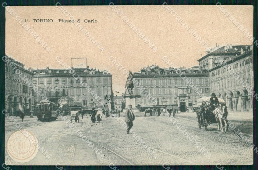 Torino Città Piazza San Carlo Tram cartolina MX0127 – fronte