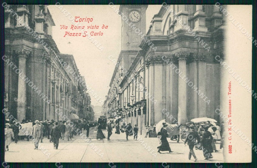 Torino Città Via Roma da Piazza San Carlo Tram cartolina MX0130 – fronte