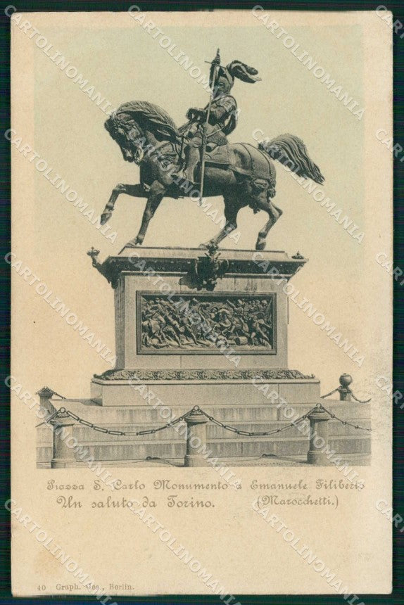 Torino Città Saluto da Monumento Emanuele Filiberto cartolina MX0136 – fronte