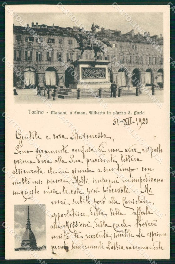 Torino Città Piazza San Carlo Monumento Emanuele Filiberto cartolina MX0140 – fronte