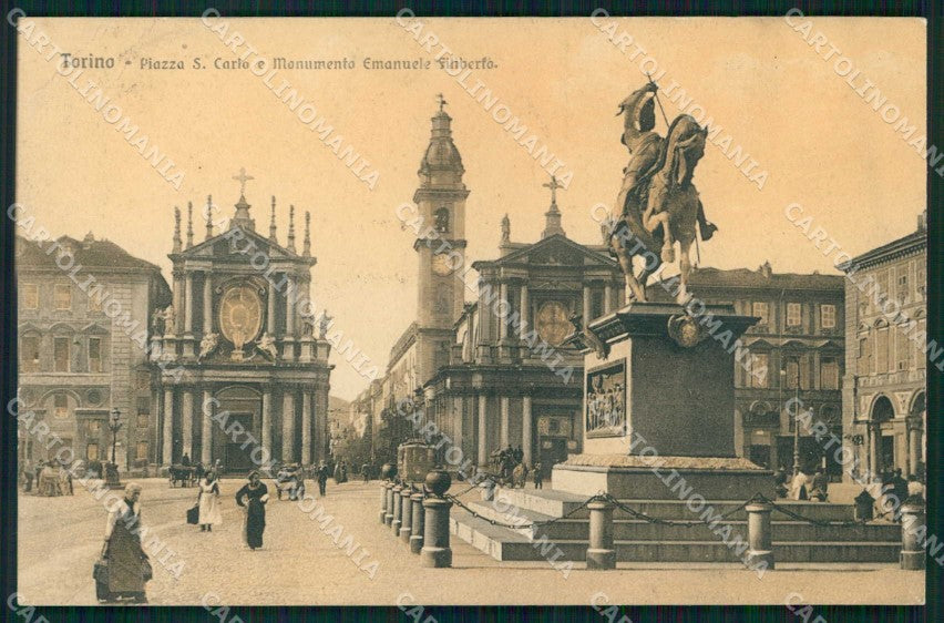 Torino Città Piazza San Carlo Monumento Emanuele Filiberto cartolina MX0142 – fronte