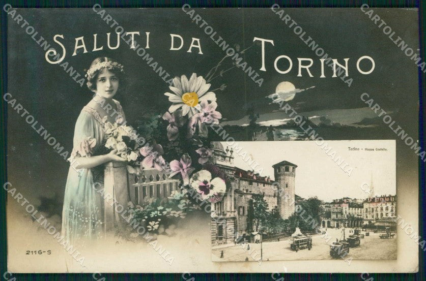 Torino Città Saluti da Piazza Castello Tram Foto cartolina MX0170 – fronte