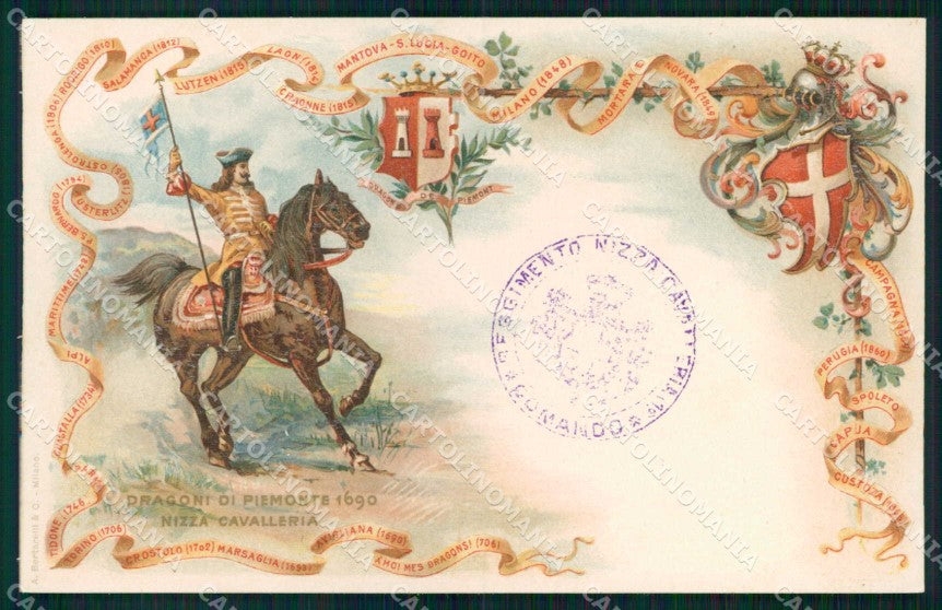 Torino Nizza Cavalleria Dragoni Piemonte cartolina MX0232 – fronte