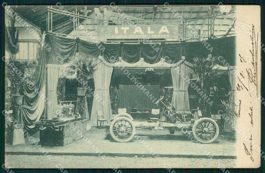 Torino Città Mostra Ciclo Automobile 1905 Itala PIEGHINA cartolina MX0293 – fronte