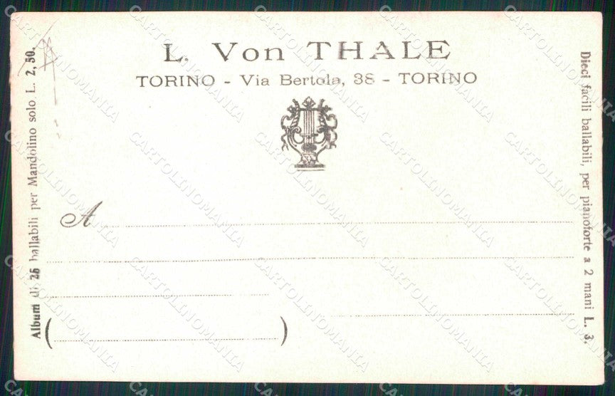 Torino Città Valtzer Von Thale Nozze Spartito Musicale PIEGHINA cartolina MX0309 – retro
