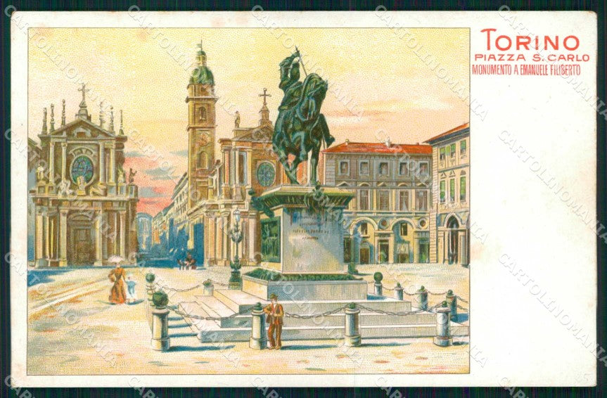 Torino Città Piazza San Carlo Monumento Emanuele Filiberto cartolina MX0321 – fronte