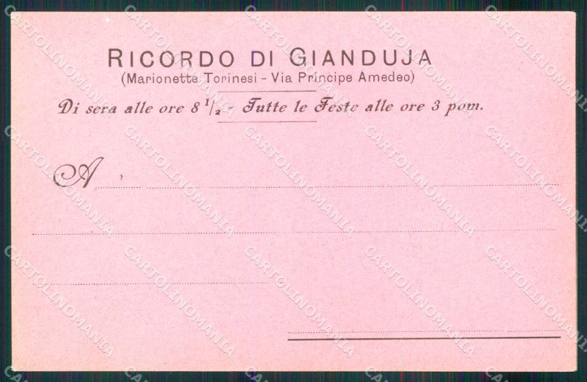 Torino Città Marionette Torinesi Gianduia Teatro Bijou cartolina MX0324 – retro