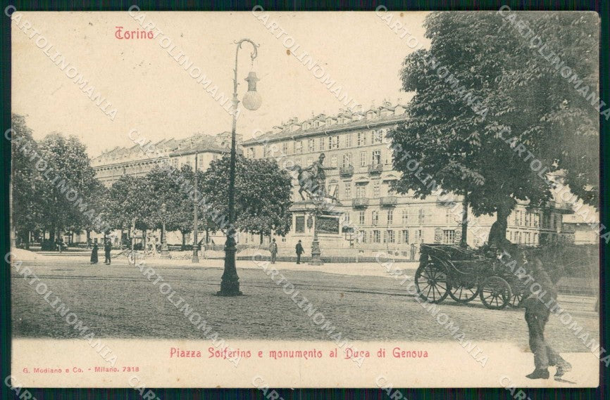 Torino Città Piazza Solferino Monumento Duca Genova Modiano cartolina MX0350 – fronte