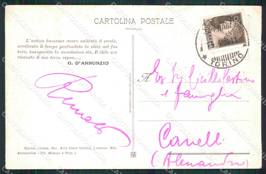 Torino Città Piazza Vittorio D'Annunzio cartolina MX0352 – retro
