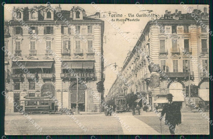 Torino Città Via Garibaldi da Piazza Castello Tram cartolina MX0369 – fronte