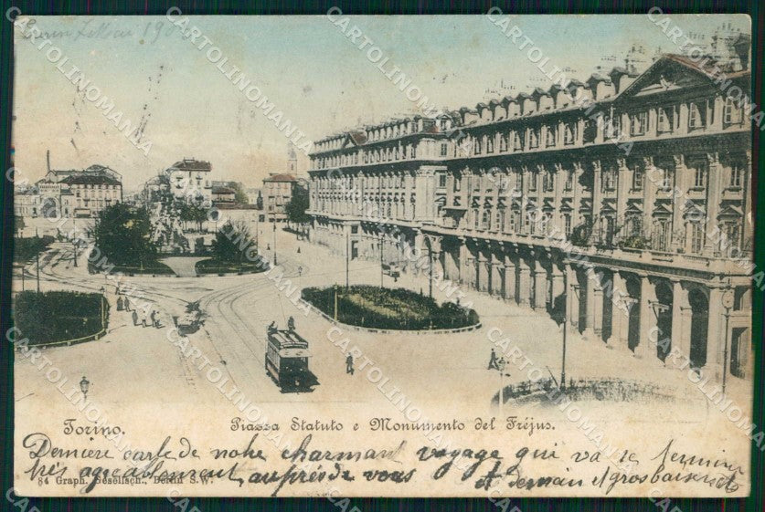 Torino Città Piazza Statuto Monumento del Frejus Tram cartolina MX0417 – fronte