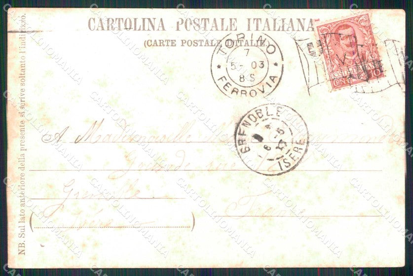 Torino Città Piazza Statuto Monumento del Frejus Tram cartolina MX0417 – retro