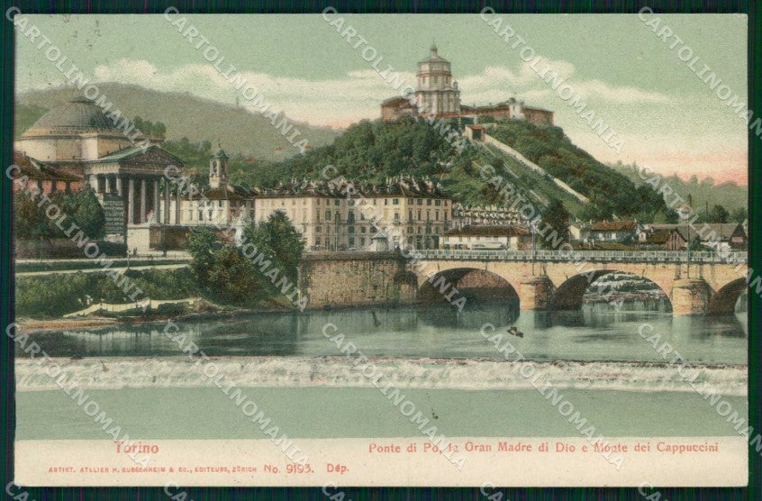 Torino Città Ponte Po Monte Cappuccini Gran Madre di Dio cartolina MX0431 – fronte