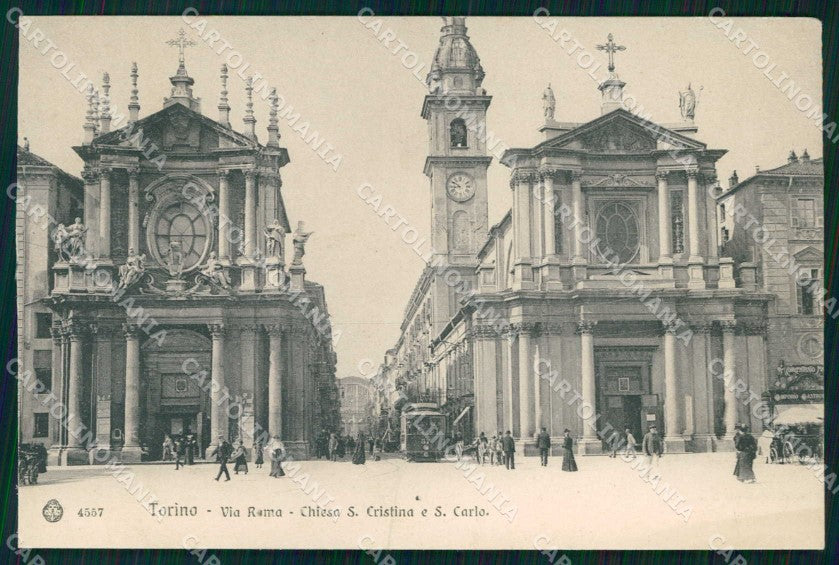 Torino Città Chiesa Santa Cristina San Carlo Tram Brunner 4557 cartolina MX0442 – fronte