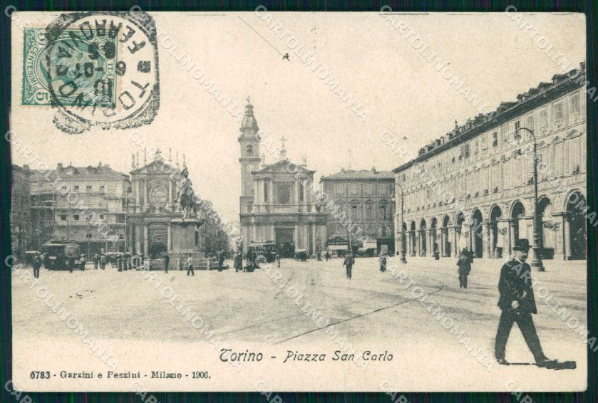 Torino Città Piazza San Carlo Tram cartolina MX0446 – fronte
