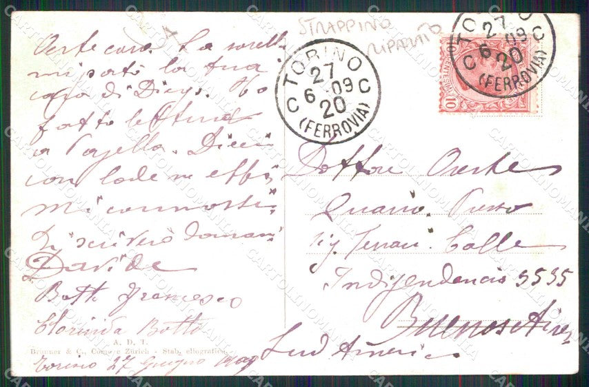 Torino Città Monumento Cassinis Brunner 57 STRAPPINO RIPARATO cartolina MX0459 – retro