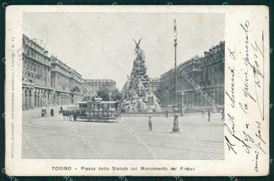 Torino Città Piazza Statuto Monumento Frejus Tramway Cavallo cartolina MX0463 – fronte