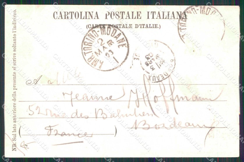 Torino Città Piazza Statuto Tram Monumento Frejus PIEGHINA cartolina MX0473 – retro