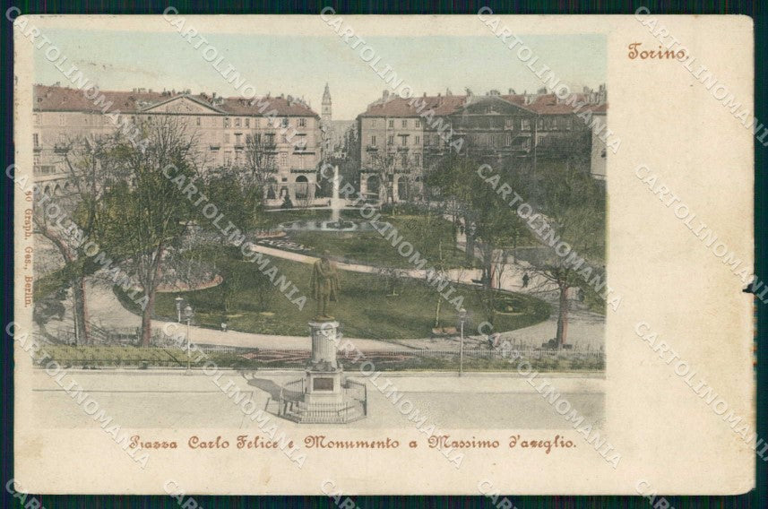 Torino Città Piazza Carlo Felice Monumento d'Azeglio ABRASA cartolina MX0480 – fronte