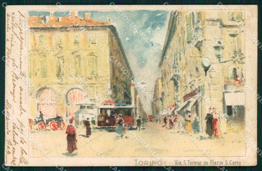 Torino Città Santa Teresa Piazza San Carlo Tram Tollini cartolina MX0510 – fronte