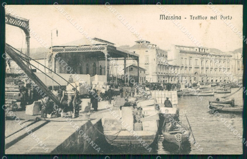 Messina Città Traffico nel Porto Barche cartolina MX0552 – fronte