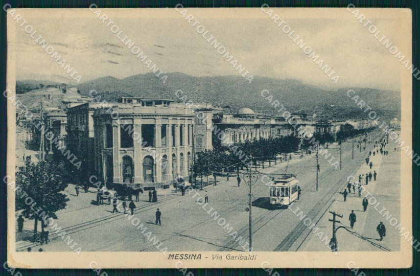 Messina Città Via Garibaldi Tram cartolina MX0588 – fronte