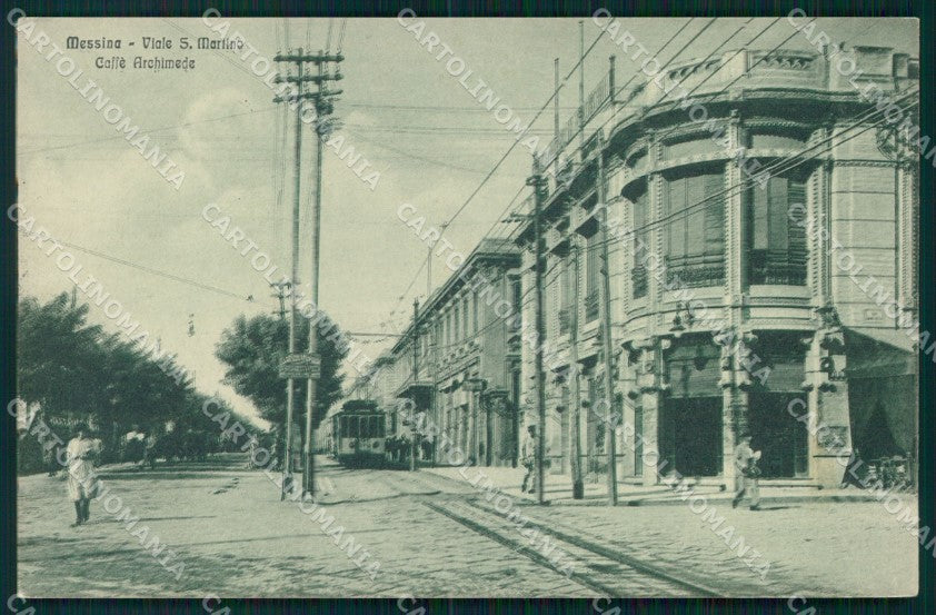 Messina Città Viale San Martino Tram Caffè Archimede cartolina MX0590 – fronte